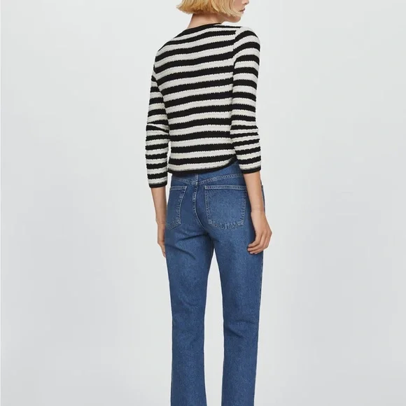 Size Small Mango MNG Collegiate Striped Cardigan with Gold Colored Buttons - Picture 5 of 11